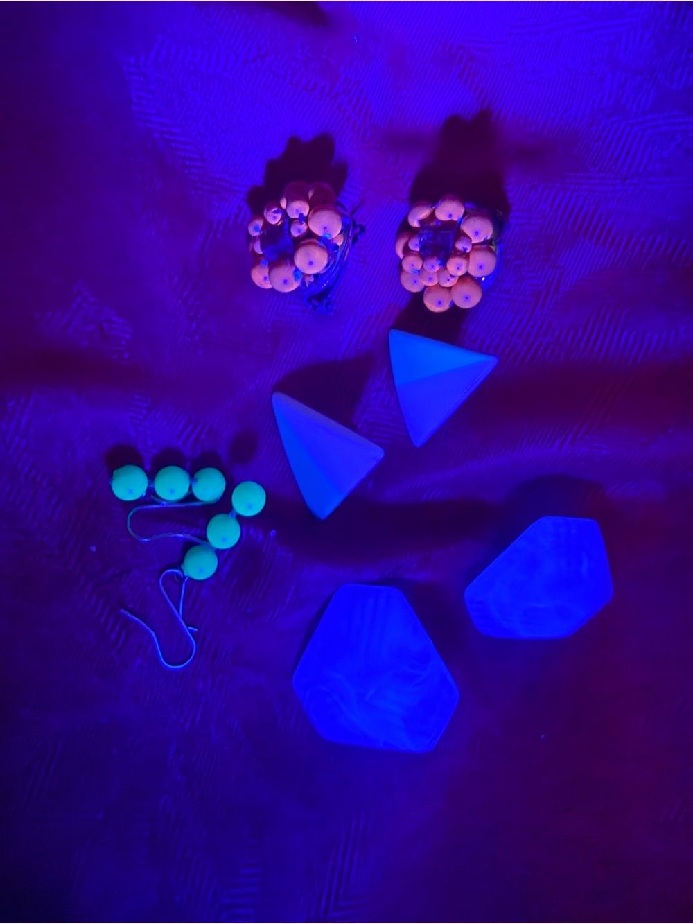 Vintage Beaded Earrings Trio in Neon Orange and Bright Green